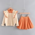 thumbnail image 4 of Cowsor Toddler Girls' Ruffle Cardigan & Pleated Skirt Set – Knitted, Cute (1-6Y), 4 of 6