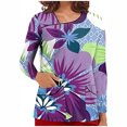 thumbnail image 1 of Pompotops Hauts à Col en V pour Femmes, Uniforme de Travail, T-Shirt Imprimé à Manches Longues avec Poches, 1 of 6