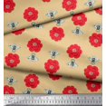 thumbnail image 3 of Soimoi Cotton Cambric Fabric Floral & Bee Insects Printed Craft Fabric by The Yard 56 Inch Wide, 3 of 3