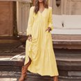 thumbnail image 2 of Wyzesi Robe Décontractée pour Femmes Robe Maxi Vintage Décontractée en Coton et Lin à Manches Longues avec Jupe Évasée Options de Couleur Pyjama de Noël Costume, 2 of 4