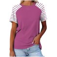 thumbnail image 1 of FAIWAD Hauts Grande Taille pour Femmes Blouse d'Été à Imprimé Rayé Manches Courtes Col Rond T-Shirts Tuniques Décontractées Tee, 1 of 3