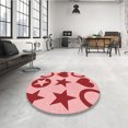 thumbnail image 4 of Ahgly Company Tapis d'Intérieur Lavable en Machine Carré Transitionnel Rose Pastel, 7 Pieds Carré, 4 of 7