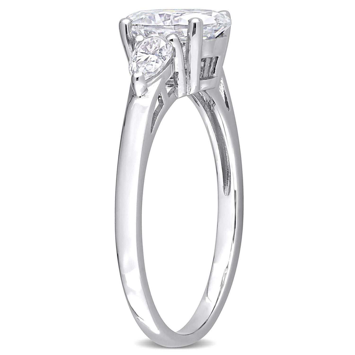 Miabella 1-3/4 Carat T.G.W. Created Moissanite Sterling Silver Oval Three-Stone Engagement Ring