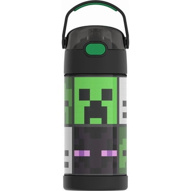 Thermos Kids Vacuum Insulated Funtainer Water Bottle with Flip Up Straw, 355ml, Minecraft, Back to School Supplies