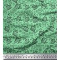 thumbnail image 1 of Soimoi Green Poly Georgette Fabric Coffee Food Printed Fabric 1 Yard 52 Inch Wide, 1 of 1