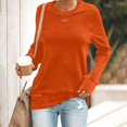 thumbnail image 2 of Pxiakgy T-Shirts pour Femmes T-Shirts pour Femmes Chandail en Molleton Décontracté à Col Rond Manches Courtes Longues Chemise Douce Ample Orange + 3TG, 2 of 4