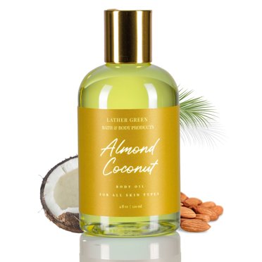 Huile pour le Corps à l'Amande et à la Noix de Coco : Mélange d'Huiles Essentielles Parfum Naturel Sain pour une Peau Éclatante - 4 oz par LatherGreen