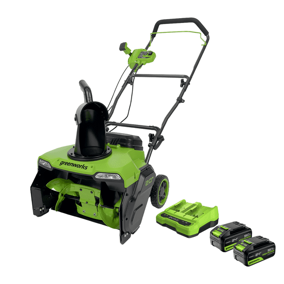 Souffleur à neige sans balais Greenworks 48V (2×24V) 20 po avec (2) batteries HP 5,0 Ah et chargeur rapide double 4 A inclus