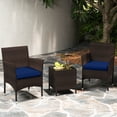 thumbnail image 1 of Costway 3 PCS Outdoor Conversation Set with Cushioned Seat & Tempered Glass Tabletop Navy, 1 of 10