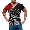 thumbnail image 1 of Birdeem Chandail Décontracté pour Hommes Col en V Imprimé Manches Courtes T-Shirt Blouse, 1 of 4