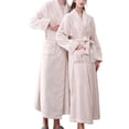 thumbnail image 1 of Women'S Double Pocket Flannel Bathrobe Soft And Warm Double Faced Velvet Bathrobe Pajamas And Home Wear Bathrobe Robe, 1 of 6