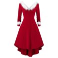 thumbnail image 1 of Kcodviy Robe de Noël pour Femme à Faux Panneaux pour l'Été à Manches Longues à Col en V Robe pour Femme Asymétrique Décontractée de Fête Automne Robe Décontractée pour Femme Robes d'Hiver, 1 of 7
