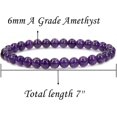 thumbnail image 2 of Bracelet Extensible en Perles Rondes de 6 mm en Pierre Précieuse Améthyste de Qualité Naturelle AA 7 Pouces Unisexe, 2 of 5
