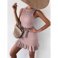 thumbnail image 4 of Diconna Women Knitted Mini Dress, Sleeveless Crew Neck Ribbed Ruffled Bodycon Dress Summer Fitted Dress, 4 of 7