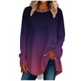 thumbnail image 1 of FAIWAD Women's Long Sleeve Tunic Tops Gradient Round Neck Trendy Spring Casual Pullover Tops, 1 of 5