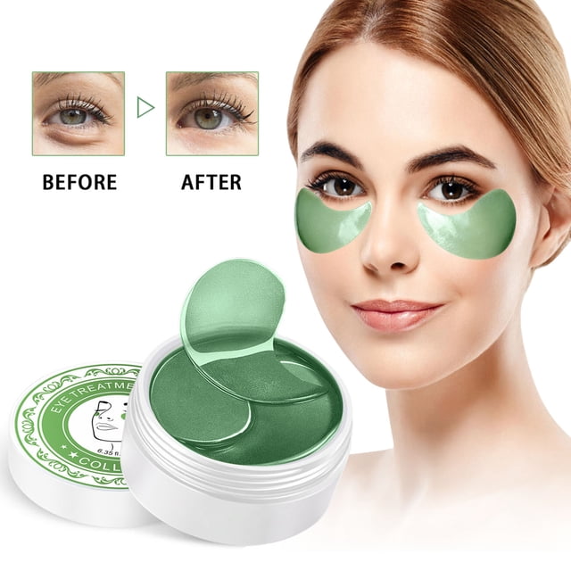 Patchs pour le Dessous des Yeux, Masques pour les Yeux au Thé Vert, Masque pour les Yeux au Collagène, Coussinets en Gel pour les Yeux, Masque Raffermissant pour les Yeux, Patchs pour les Yeux au Collagène pour Hydrater les Yeux, Cernes, Rides, Ridules, 60 Paires