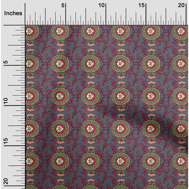 oneOone Silk Tabby Fabric Leaves & Floral Block Decor Fabric Printed BTY 42 Inch Wide