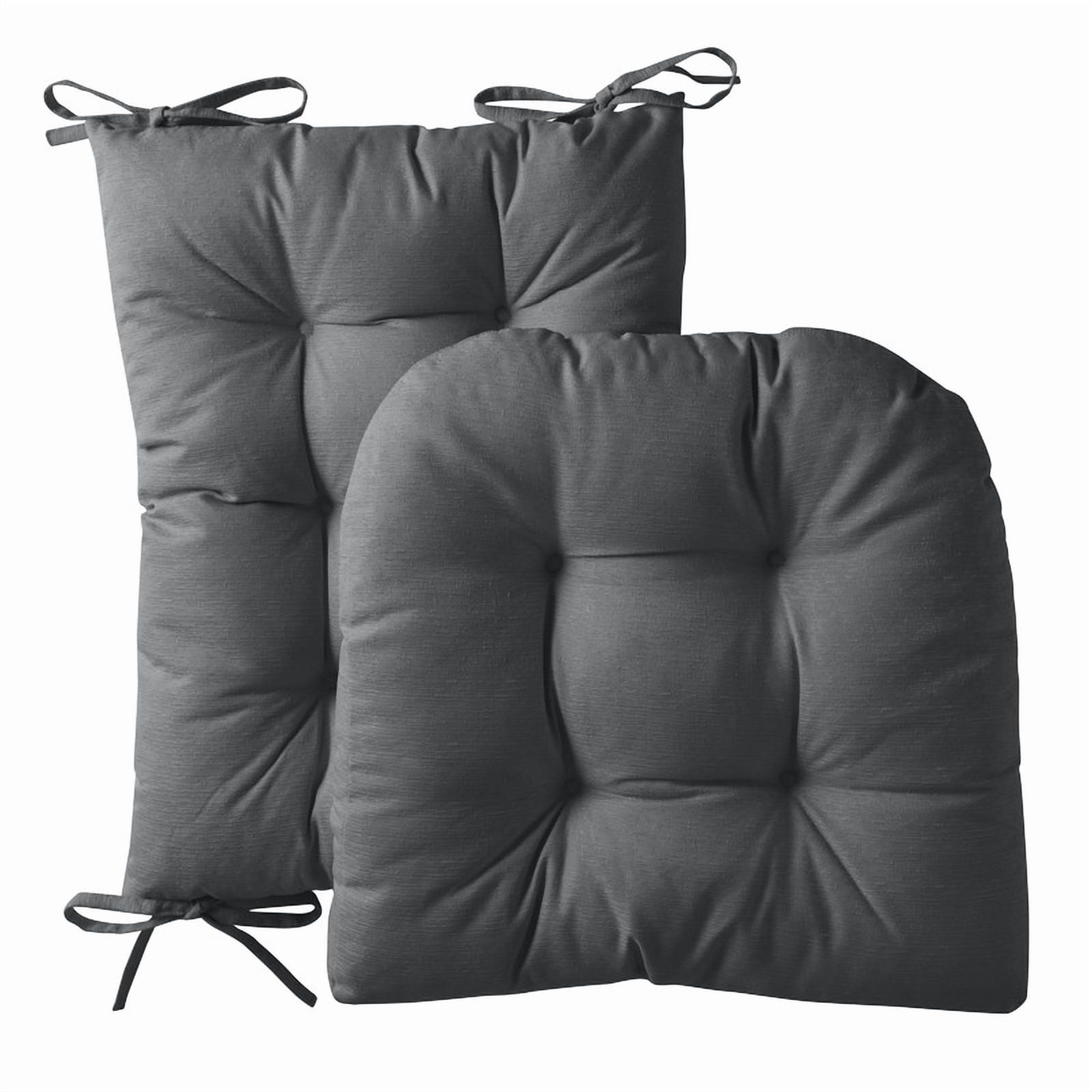 Coussin de chaise berçante haut de gamme, confortable et épais, capitonné, avec dossier haut et antidérapant, ensemble de 2 pièces (assise et dossier bas) avec attaches, couleur gris anthracite
