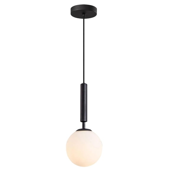 KCO Lighting Black Globe Pendant Light, Modern Single Pendant Lights, Industrial Farmhouse Round Glass Hanging Lamp