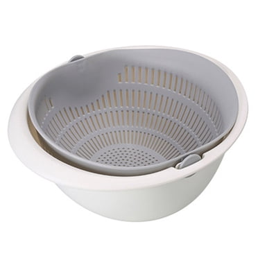 Double Drain Basket Bowl Washing Kitchen Strainer Noodles Vegetables Fruit