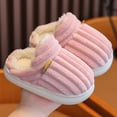 thumbnail image 1 of RXIRUCGD Winter Children Add Plush Non-slip Keep Warm Home Cotton Slippers( Pink, Size:34 ), 1 of 3