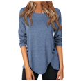 thumbnail image 2 of Womens Casual Long Sleeve Tunic Shirts  Neck Button Side Blouses Tops, 2 of 6