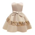 thumbnail image 4 of Grande Remise, Robe de Princesse en Dentelle, Formelle en Maille, à Manches Longues, Col Rond, Fête pour Fille, Élégante, Tenue Formelle Confortable et Stylée/polyester, Kaki, Sopatenor, 4 of 7