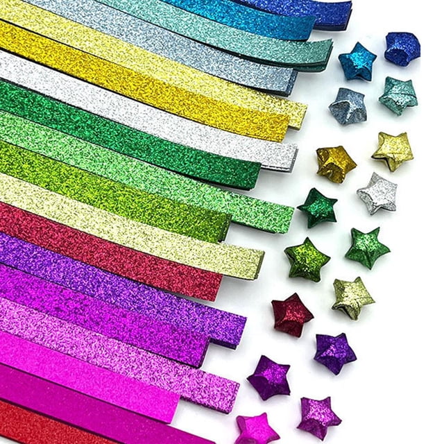 YSABOXY Glitter Diamonds Star Paper Frosted Folding Star DIY Gradi Handmade Or