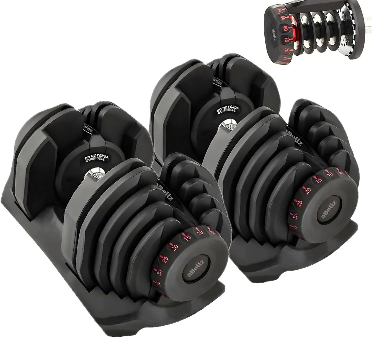 90 Lb Adjustable Dumbbell: Adjusts From 10-90 Lbs, 17 Adjustable Weight Settings | Space Efficient Compact Design, Easily Switch Exercises Workouts | Dumbbells Weight Set for Fitness & Home Gym