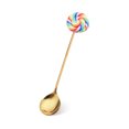 thumbnail image 4 of Transemion 1/2/3/5 Cartoon Adorable Restaurant Hotel Tableware Portable Washable Stainless Steel Stirring Mixing Dinnerware Cake Flatware Candy Spoon Rainbow 5PCS, 4 of 6