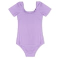thumbnail image 4 of Miaeowve Justaucorps Classique à Manches Courtes pour Filles, Extensible, de Gym, de Ballet et de Danse, Violet, 3, 4 of 7