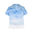 thumbnail image 4 of MeetoTime Kids Short Sleeve Tops Summer Casual Round Neck Gradient Color Lace Layered T-Shirt Tee for Girls, 4 of 4