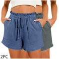 thumbnail image 2 of FNFYFH Clearance Womens Loose Fit Solid Color Summer Shorts Oversized Casual Shorts，Blue, 2 of 5