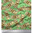 thumbnail image 1 of Soimoi Poly Georgette Fabric Dollar Currency Note & Leaves Decor Fabric Printed Yard 52 Inch Wide, 1 of 3