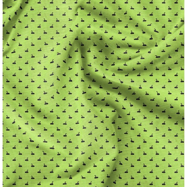 Soimoi Poly Georgette Fabric Swan Bird Print Fabric by The Yard 52 Inch Wide