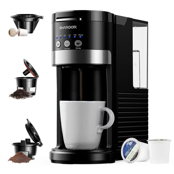 SHARDOR Cafetière 3 en 1 à Portion Individuelle, Cafetière à Dosettes K-Cup Compatible avec Café Moulu et Thés, Tailles d'Infusion de 6 à 14 Oz, Réservoir d'Eau Amovible de 40 Oz, Eas