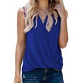 thumbnail image 2 of Pompotops Fashion Woman Causal V-Neck Solid Blouse Sleeveless T-Shirt Summer Tops, 2 of 5