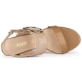 thumbnail image 4 of BLISSFUL STEP Slingback Sandals Contrast Color Chunky Heel Big Circle Buckle Sandals Nude 10, 4 of 8