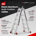 thumbnail image 2 of Lift Ladders 22 Foot Reach 5 in 1 Multi Position Aluminum Step Ladder, Silver, 2 of 12