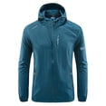 thumbnail image 1 of TIMIFIS Mens Jacket Waterproof with Hooded Hiking Coat Lightweight Windbreaker Zip Jacket Sun Protection Work Coat Windbreaker for Hiking Travel-BlueFall, 1 of 3