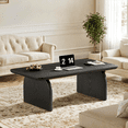 thumbnail image 3 of Fnova Farmhouse Coffee Table for Living Room, 47.24" Rectangle Black Coffee Table, Easy Assembly, 3 of 13