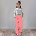 thumbnail image 2 of Girls Linen Pants Pants for Gymnastics Girls Medium And Large Children Casual Girls Solid Color Drawstring Sweatpants, 2 of 6
