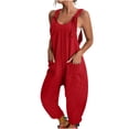 thumbnail image 1 of B91xZ Combinaisons Décontractées Sans Manches pour Femmes une-Pièce Bretelles Réglables Pantalons Chauds Décontractés, Rouge TTG, 1 of 5