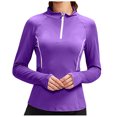 thumbnail image 1 of CEHVOM Blouse de Sport pour Femmes à Manches Longues, Couleur Unie, Fermeture Éclair, Col Rabattu, Liquidation, 1 of 8