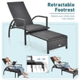 thumbnail image 2 of Gymax 2PCS Outdoor Chaise Lounge Rattan Recliner w/ Retractable Ottoman for Patio, 2 of 5