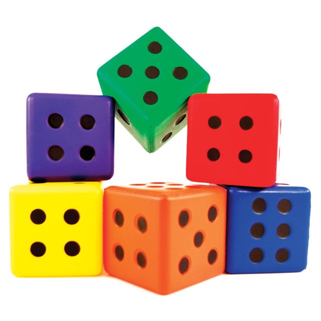 PRISP Coloured Soft Foam Dice - Set of 6 Educational Cubes