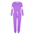 thumbnail image 4 of Ensemble Décontracté pour Femme, Ample, Imprimé, à Manches Longues, Col Rond, à Cordon, Deux Pièces, Survêtement de Jogging, S-31 Violet m, 4 of 5