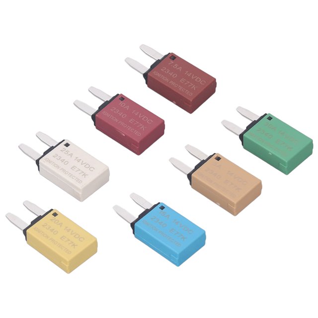 Disjoncteur de Lame, Réinitialisation Automatique Ensemble de 7 Pcs Fusible de Lame Sécuritaire Largement Applicable 5 à 30A 14VDC pour Remorque
