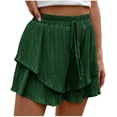 thumbnail image 1 of Yuyuzo Shorts for Women Drawstring High Waisted Double Layered Ruffle Shorts Wide Leg Casual Summer Beach Shorts, 1 of 6
