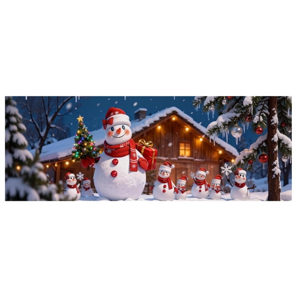 Liyamei Grande Bannière de Porte de Garage Festive pour les Fêtes, Panneau de Bienvenue Extérieur pour Fête Saisonnière au Mur de Cour